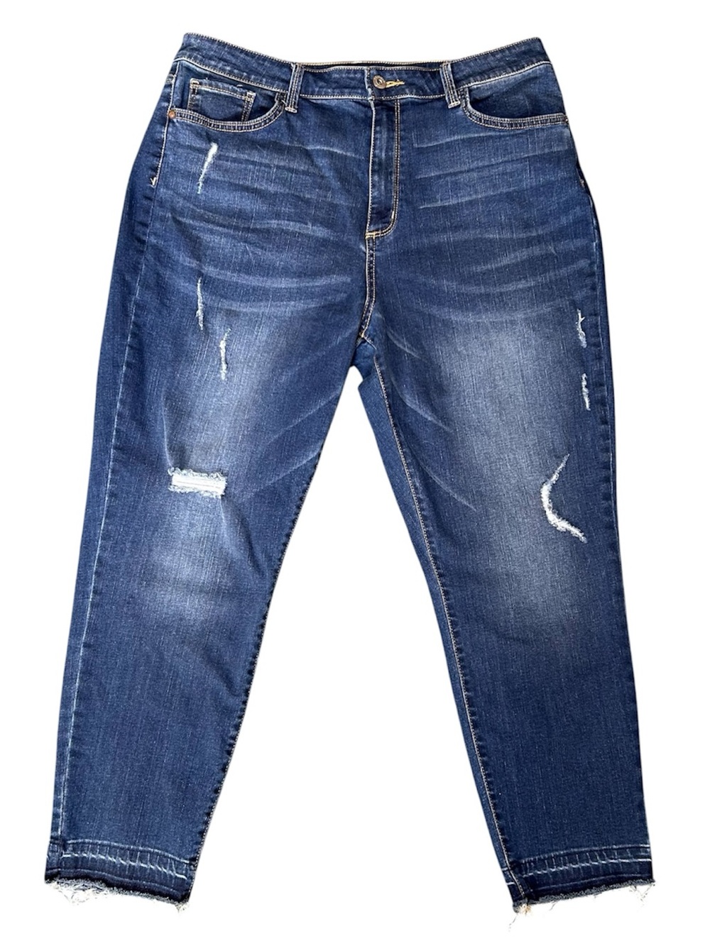 Arizona Jean Co. juniors SZ 15 ripped high rise blue crapped stretch #295